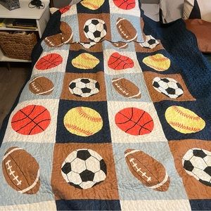 Twin Bed Sports Theme Quilt